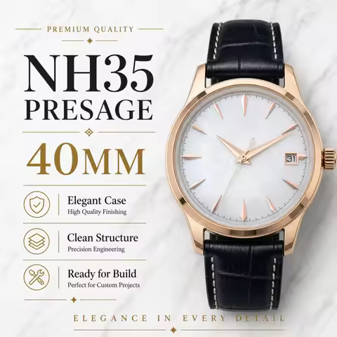 NH35 Presage 40mm stainless steel high-quality rose gold transparent back cover watch suitable for N