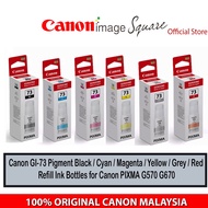 CANON ORIGINAL GI-73 INK TANK BOTTLE BLACK CYAN MAGENTA YELLOW GREY RED FOR Printer G570 G670 GI73