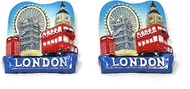 2 x 3D London Telephone Box Fridge Magnet 8cm x 6cm Red Post Box Retro UK Style Classic Telephone St