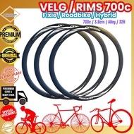 ( VELG ODESSY / 700c / 32H / 3.8cm / FULL HITAM ) Velg Sepeda Fixie Roadbike 700 C Lubang 32 H Alloy