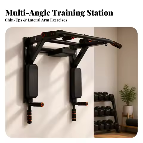 Wall-Mounted Pull-up Bar with Push-up Handles Versatile Wall-Mounted Push-up Station with Pull-up Ba