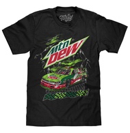 Tee Luv Men's MTN Dew Racecar T-Shirt - Mountain Dew Soda Logo Racing Shirt