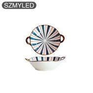 Household Ceramic Bowl With Handle Anti-scald Salad Soup Bowl Kitchen Tableware Accessories
