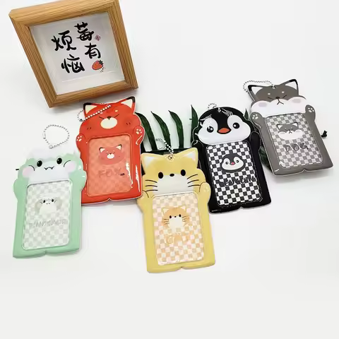 3 Inch Kpop Binder Photocards Holder Keychains Cute Cat Penguin Dinosaur Fox Instax Mini Photo Album