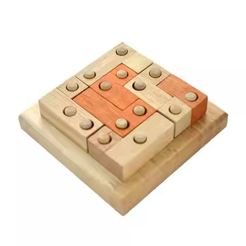 Geometric Shape Cognitive Puzzle Game Wooden Logic IQ Intellectual Development Toys Brain Teaser Gif