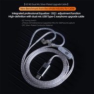 KZ Headphone Cord M2 Dual Mic Silver Plated Cable Type C/3.5MM Upgrade Cable Earphone Wire Replaceme