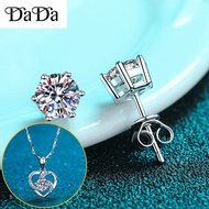 100% Original 925 Sterling Silver Earrings Zircon Four Prong Earrings Korean Diamond Jewelry Womens 