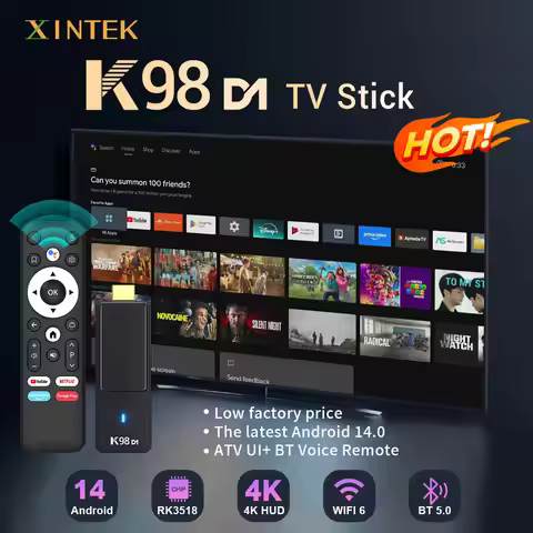 2026 K98 TV Stick Android14.0 TV Box HDR RK3518 Wifi BT5.0 smart TV 2.4G 5G 4K HD smart TV BOX Voice