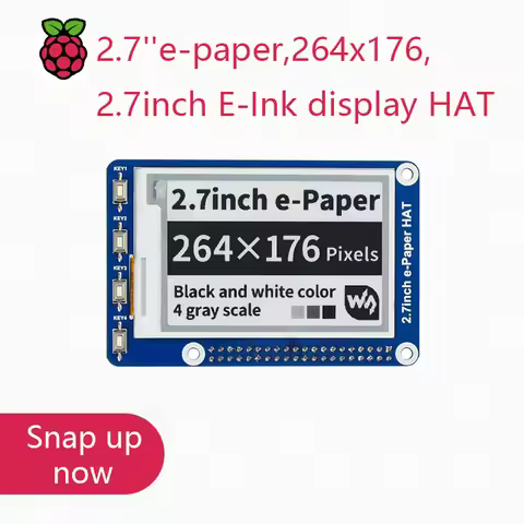 Waveshare 2.7''e-paper,264x176,2.7inch E-Ink display HAT for Raspberry Pi 2B/3B/Zero/Zero W,Color:Bl