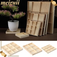 MEIGUII Storage Wooden Box Gift Plant Pot Stand Divided Drawer Desktop Organizer