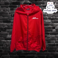 J-03 ❤️ เสื้อ J&T Express ผู้หญิง ❤️ เสื้อคลุม ฮูดคลุมหัว ผ้าโฟร์เวย์ ขนาด อก 32-44 นิ้ว // ความยาว