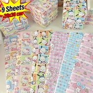 YESPERY กระดาษห่อของขวัญการ์ตูน Sanrio 9แผ่น3รูปแบบต่อชุด Cinnamoroll My Melody Pochacco สมุดนักเรีย