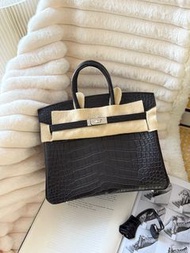 Hermes Birkin 25 Noir Phw 黑銀霧面鱷魚  Matte Croc 🐊 Alligator  Stamp K