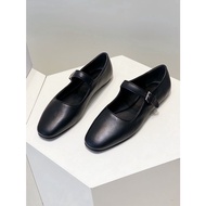 DANDT Mary Jane Flat Shoes Niche 2023 Square Toe Retro Small Leather Genuine Women's (23 JUL TRA) Ex
