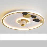 現代吸頂電風扇吊燈（環圈金色-45CM-無極調光-變頻遙控-小米小愛版）