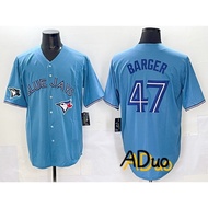 Regatta Toronto Blue Jays T-shirt # 47 Addison Barger Powder Blue Baseball Jersey