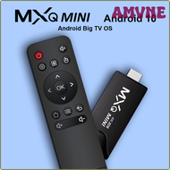 AMVNE MXQMINI Smart Android Mini TV Stick Android 10 Quad Core Support 2.4G Wifi 4K HD TV Box H.265 Streaming Smart Set Top Box QIEVB