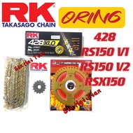 [428 RK ORING] RS150 RSX150 428 Sprocket &amp; Chain 3in1 Hot Deal Heavy Duty Sprocket &amp; KLO RK JAPAN Motorcycle Chain