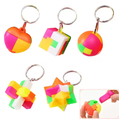 10pcs/bag Geometric Puzzle Toys Educational Assembling Keychains Kids Birthday Party Favor Guest Gif
