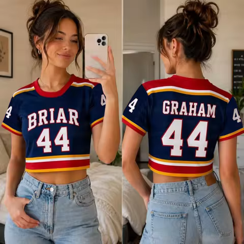 Summer Women's Off Campus Briar University Graham 44 DI LAURENTIS 66 Crop Top Football Jersey Short 