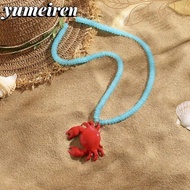 YUMEIREN Crab Necklace, Enamel Crab Boho Style Boho Necklace,  Childishness Design Beaded Pendant Be
