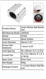 SCS30UU linear bearing box 30 mm