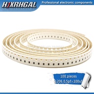 100PCS 1206 smd capacitor ceramic 0.5pF-100uF 1.2pf 1.8pf 2.2pf 5.6pf 6.8pf 4.7nf 5.6nf 68nf capacit