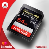 Sandisk SD Card SDXC รุ่นใหม่ Extreme Pro 64gb Speed อ่าน170mb/s  เขียน 90mb/s ประกัน Synnex ตลอดอายุการใช้งาน (SDSDXXY_064G_GN4IN) เมมโมรี่ การ์ด แซนดิส กล้อง ถ่ายภาพ ถ่ายรูป