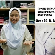 borong 5/10/20pcs Tudung sekolah Lycra Putih Soft owning scuba dibawah atas awning dijahit kain lycr