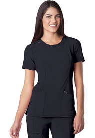 Cherokee Round Neck Nurse Scrub Tops for Women with 3 Pockets 360 Stretch & Wrinkle-Resistant 2624A