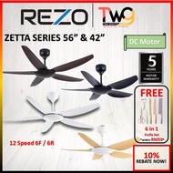 [FREE SHIPPING + WITH GIFT] REZO ZETTA 56"/ 42" DC Motor 12 Speed Ceiling Fan With Reverse Mode & Re