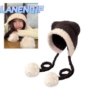 LANENQJP Beanies Bear Hat, Crochet Bear Ear Ear Protection Hat,  Wool Thickened Warm Hat Autumn