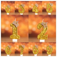 Luxurious Golden Sparkling candle 0-9 Happy Birthday Number Candle Shining High Quality Number Candl