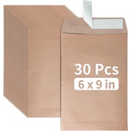 Granhoolm 30 Pcak 6x9 Envelopes,Brown Envelopes 6x9 Self Seal for Office Business,Mailing,Storage,Or