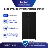 (Klang Valley) Haier 628L Twin Inverter Side By Side Refrigerator Glass Door DEO Fresh HRF-619SI(B)