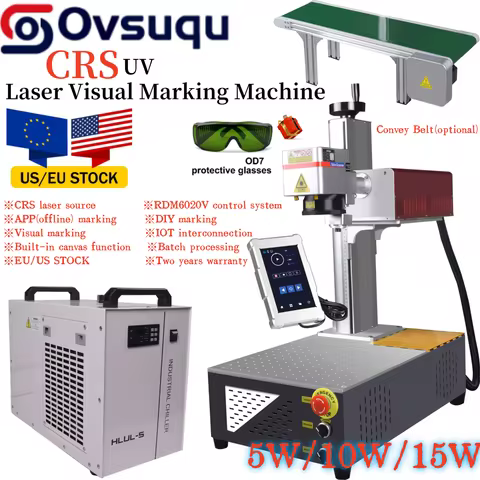 NEW 5W/10W/15W CRS UV Laser Visual Marking Machine with HL Chiller, Touch Screen Laser Engraving Mac