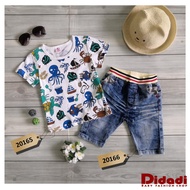 20165 Taiwan Imported Boy T-shirt White Short Sleeve Marine Animal Sea Fish Kid T-shirt Kid Clothing