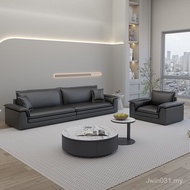 Reception Genuine Leather Coffee Table Sofa Office Sofa VIP Bank Business Rest Area Set Combination 