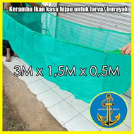 Jangkar Mas ~ Keramba ikan waring jaring kasa hijau untuk benih ikan / larva ikan / burayak ukuran 3