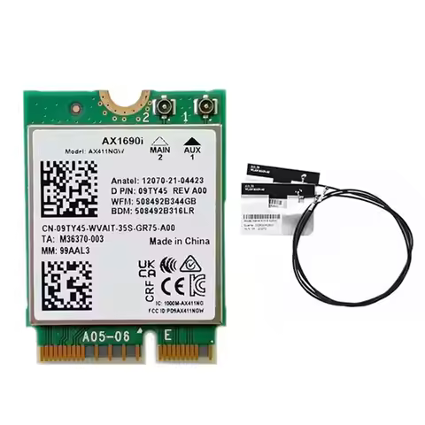 ABRJ-AX1690I Wifi Card+2Xantenna AX411 Wi-Fi 6E Speed 2.4 Gbps 2.4/5/6Ghz Bluetooth 5.3 Wireless Mod