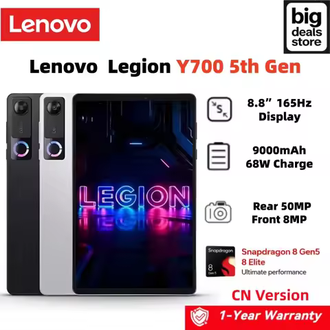 Lenovo Legion Y700 5th Gen 8.8'' Qualcomm Snapdragon 8 Elite Gen 5 3K 165Hz Display 9000mAh Battery 