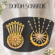 Dokoh Pin Bulan Bintang Songkok Tanjak Pengantin Nikah Raya Gold Silver Batu Premium [1Pcs]