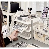 White Modern Minimalist Bond Paper Files Folders Office Desk Organizer Storage Rack