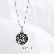 Jewelry Unique chic Clavicle Chain Retro Necklace Classy Female Angel Baby Round Plate s925 Sterling