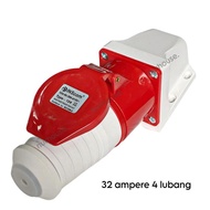 socket stopkontak genset INScom 32 Ampere 3 phase 4 lubang 4 kaki plig mounting