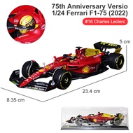 101Bburago 1:24 2024 Ferrari F1-75 #16 Charles Leclerc 75th Anniversary RB18 #1 Verstappen Miniature