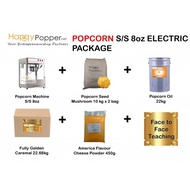 Happypopper Business Package Halal Popcorn Pakej Bertih Jagung Machine Maker 8oz Seed Caramel Includ