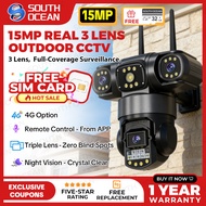 【Free Sim Card+32G SD Card】15MP HD Triple lens V380 Pro Solar 4G  CCTV Camera Waterproof Home Protec
