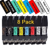 8 Pack Compatible Standard Laminated Label Tape for Brother P-Touch TZ TZe, 1/2 Inch x 26.2 Feet, fo