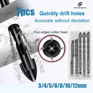 7 Pieces 3-12mM Cross Hexagonal Drill Bit Set Metal Drill Bit Kit Tool Carbide Drill Bit for Concret